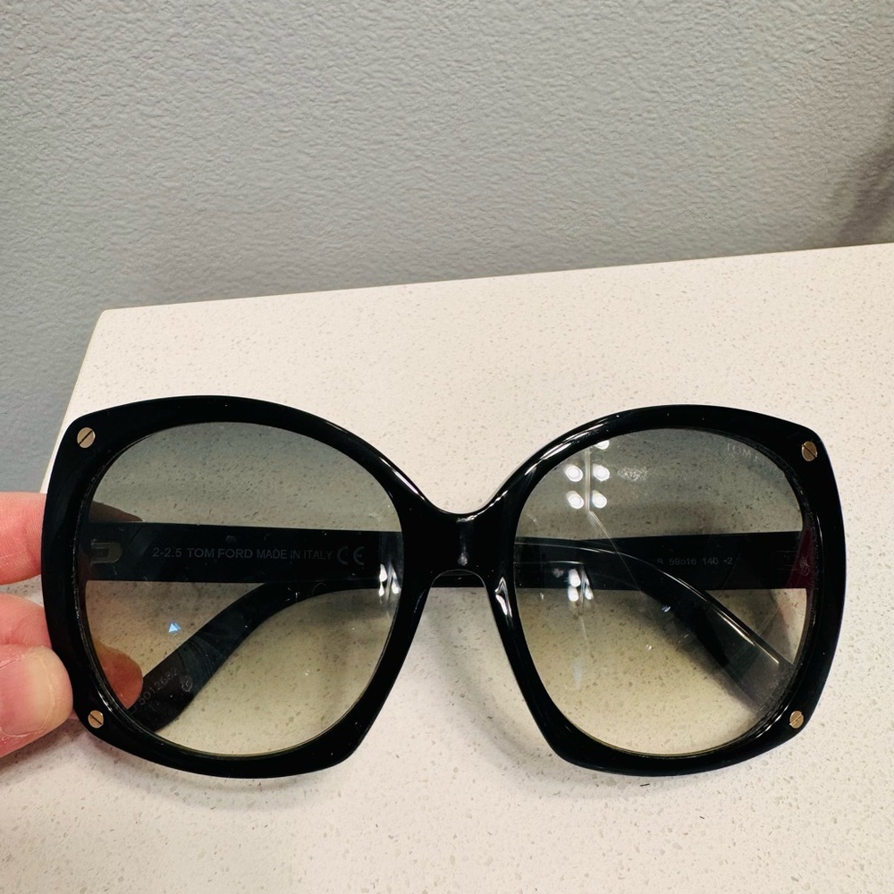 Tom Ford Black Gradient Oversized Butterfly Sunglasses